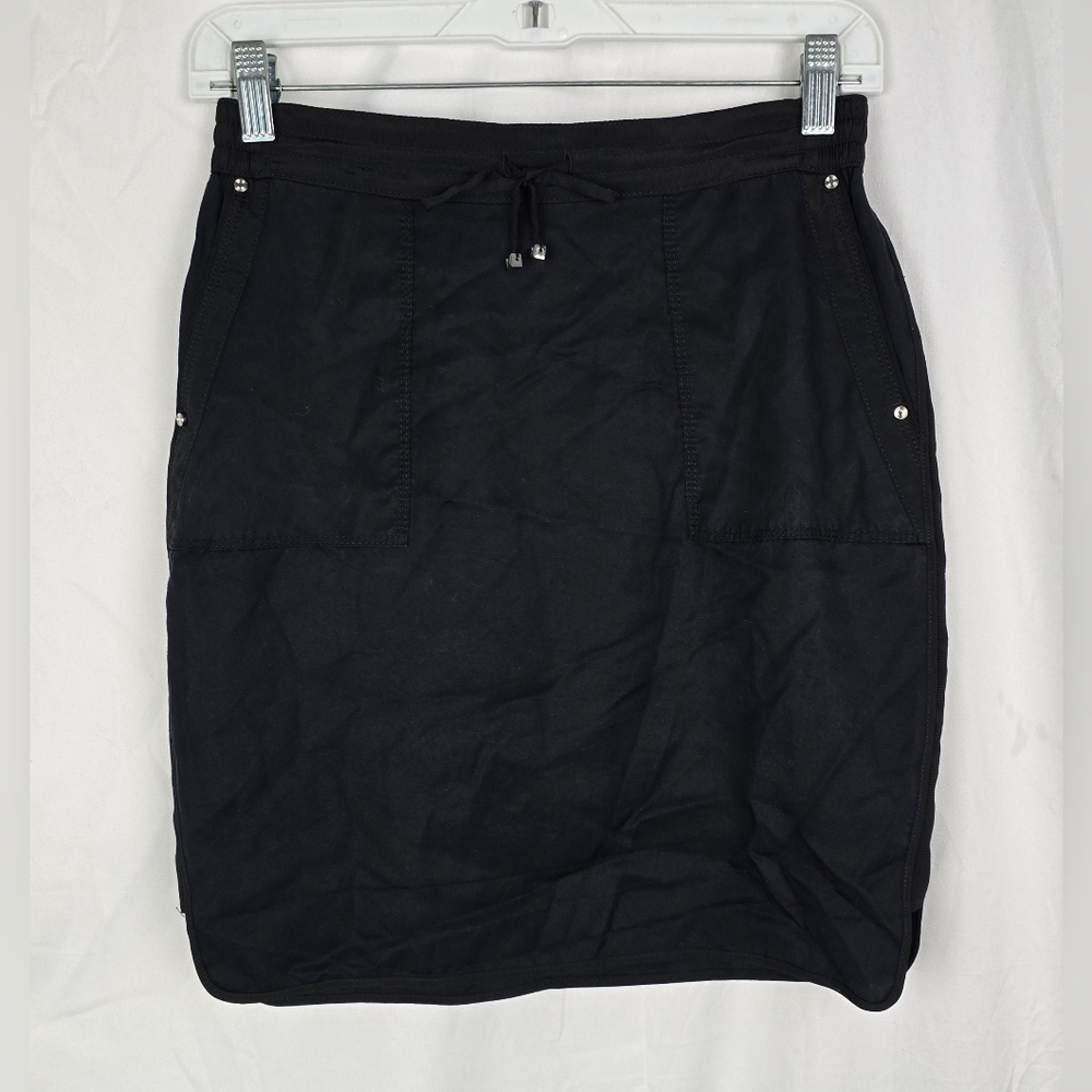 White House Black Market Black Y2K Pencil Skirt sz 00 Minimalist Career Sporty